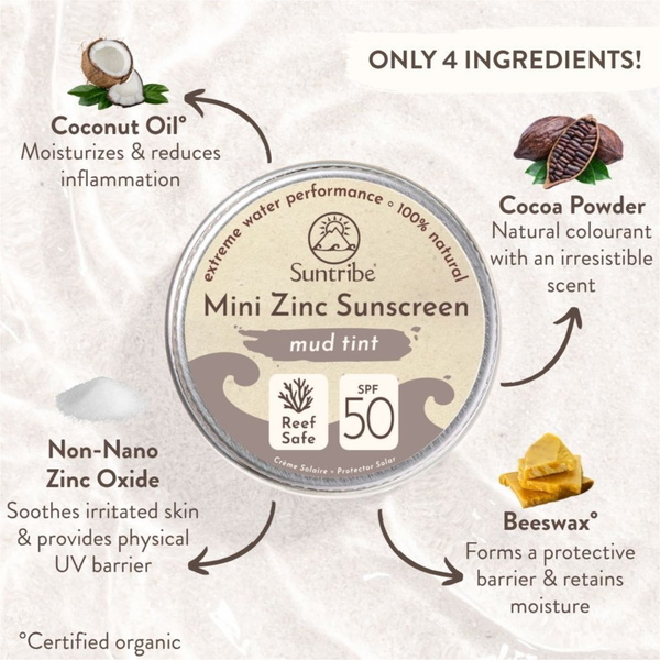 2026 Suntribe Bio Minéraux Mini Zinc Etain SPF 50 STZTM - Cocoa Tint